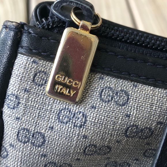 Gucci Navy Microguccissima satchel bag 1980s VTG - Picture 4 of 16